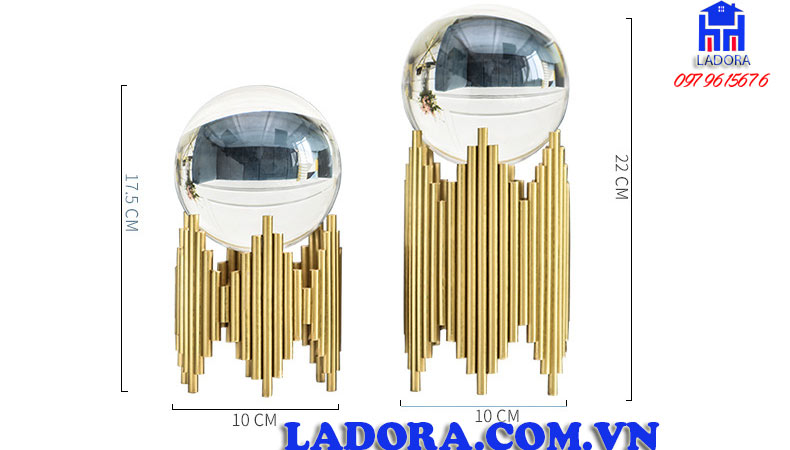 kích thước mẫu quả cầu thủy tinh phong thủy DV017 tại ladora