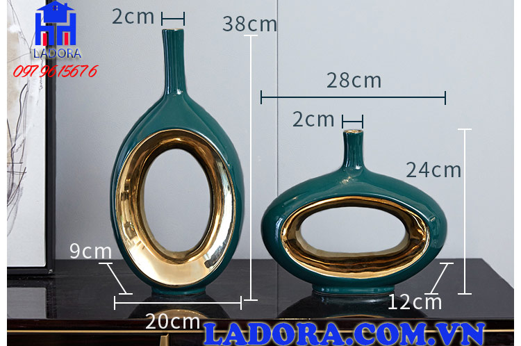 kích thước cặp bình gốm tại ladora