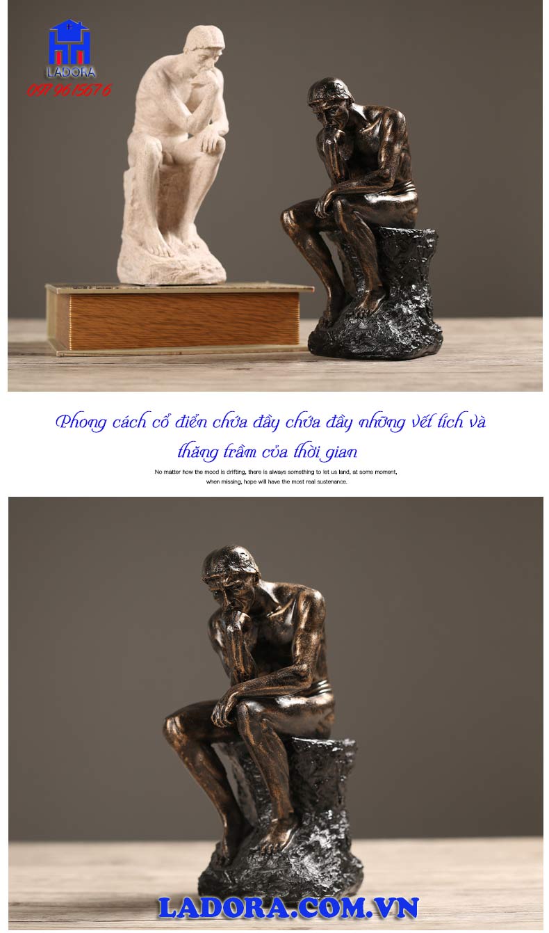 bức tượng người suy tư thể hiện sự khó khăn của người đàn ông trước gánh nặng cuộc đời