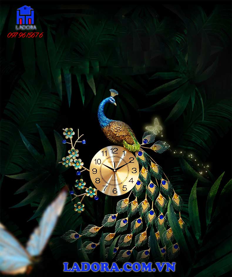 đồng hồ con công trang trí được nhiều người ưa chuộng tại ladora shop