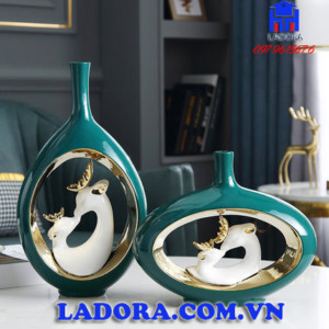 bình gốm sứ trang trí gia đình hươu đẹp và ý nghĩa