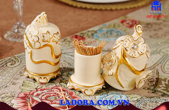hộp đựng tăm bằng sứ cao cấp sang trọng