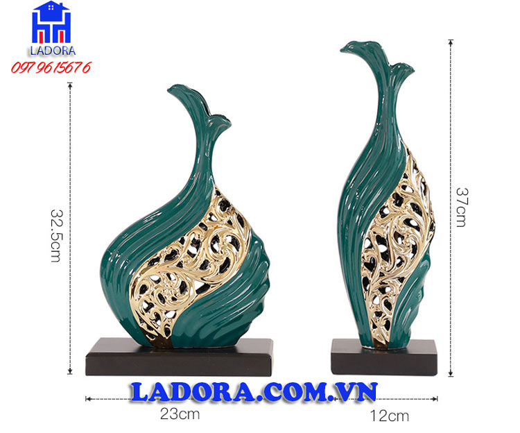 kích thước cặp bình gốm sứ trang trí tại Ladora