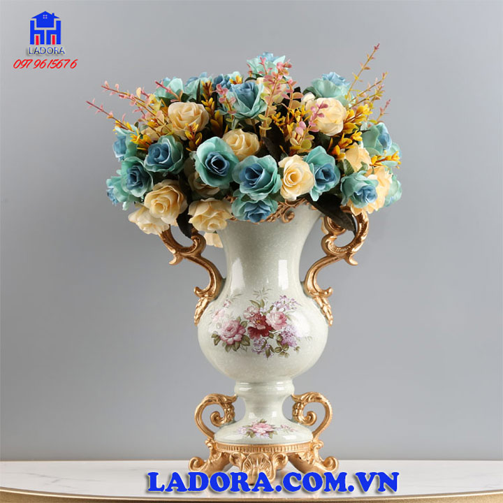 bình hoa để bàn phong cách tân cổ điển xinh đẹp tại ladora shop