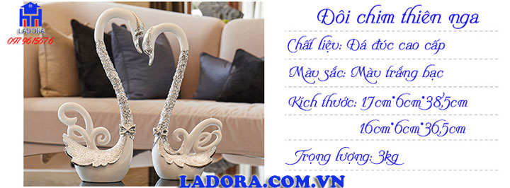 kích thước decor phòng tượng chim thiên nga tại ladora