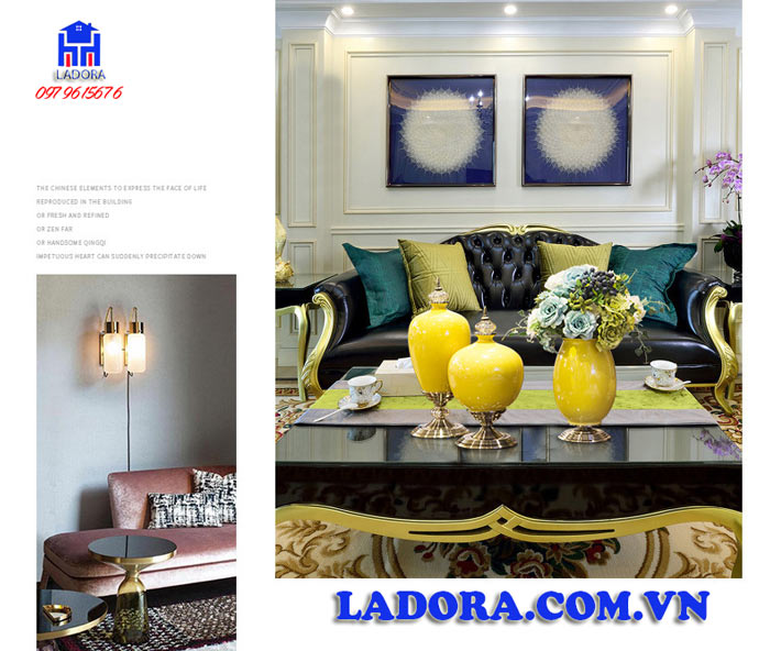 bộ lọ hoa trang trí được làm từ gốm sứ cao cấp