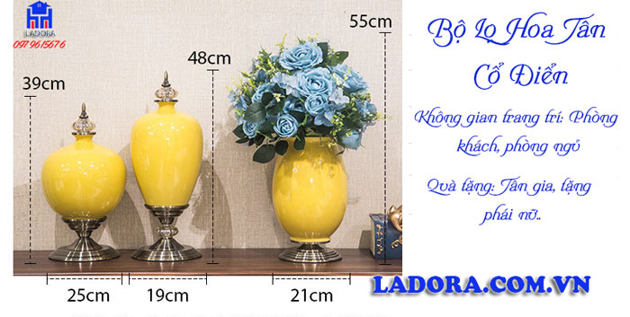 kích thước bộ lọ hoa trang trí nhà đẹp tại ladora