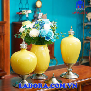 decor nhà đẹp bộ lọ hoa sứ cao cấp tại ladora