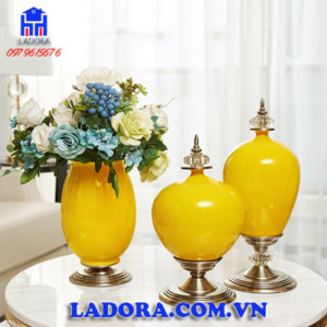 decor trang trí bộ lọ hoa tân cổ điển tại Ladora shop