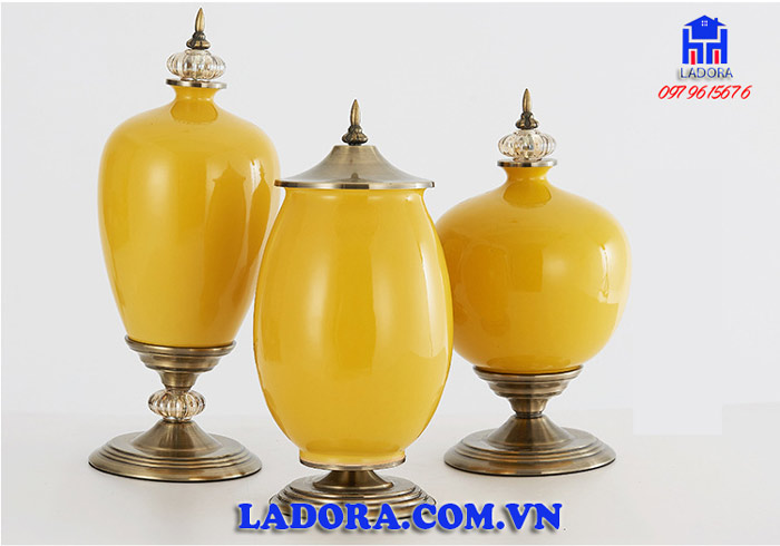 bộ lọ hoa sứ trang trí nội thất nhà đẹp tại ladora