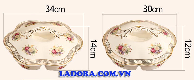 kích thước của khay đựng mứt ngày tết tại ladora shop