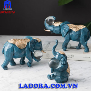 tượng decor trang trí gia đình voi hạnh phúc