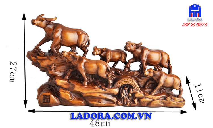 kích thước tượng đàn trâu phong thủy tại Ladora shop