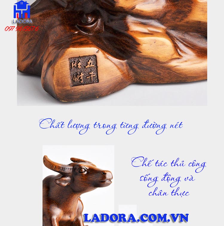 tượng đàn trâu phong thủy được tạo hình từ chất liệu đá đúc cao cấp