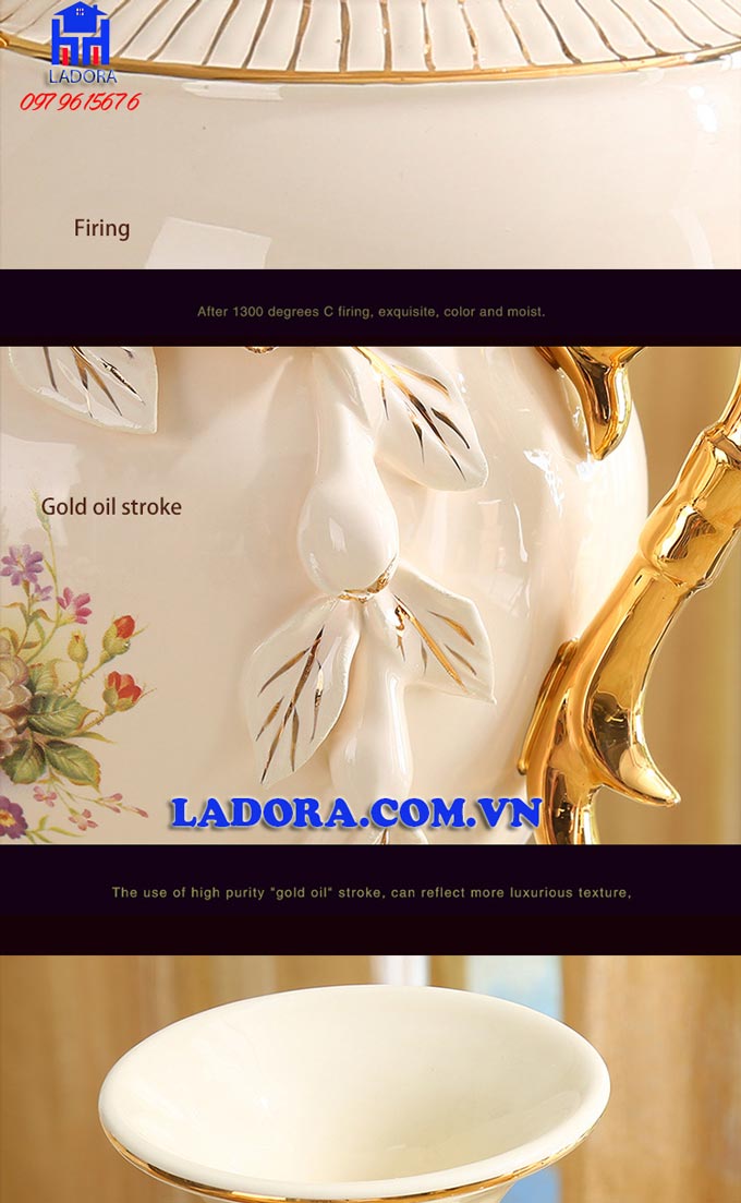 bình gốm sứ trang trí phòng khách theo phong cách tân cổ điển