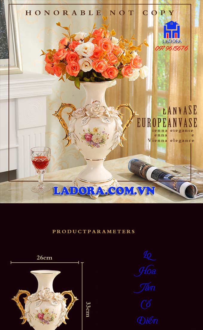 bình gốm trang trí phòng khách đẹp và sang trọng tại ladora shop