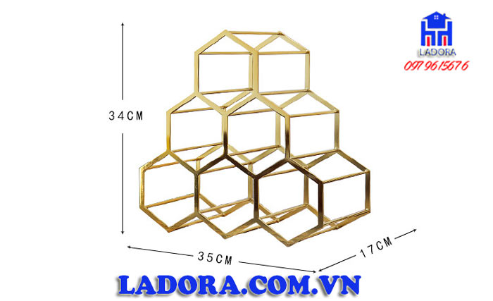 kích thước kệ đựng rượu vang tổ ong tại ladora shop