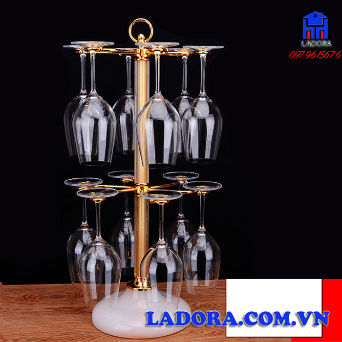 giá treo ly rượu vang 2 tầng tại ladora