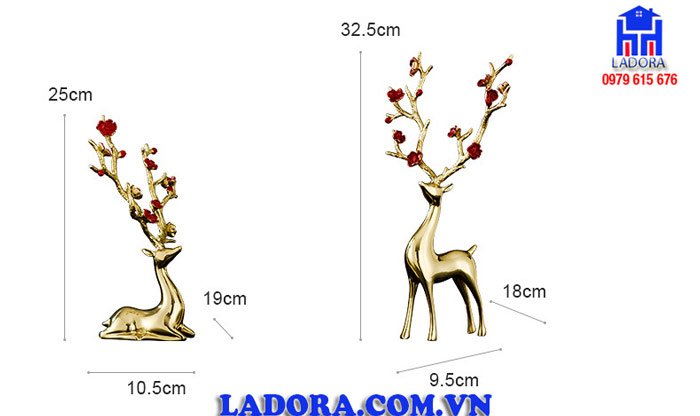 kích thước đồ trang trí nội thất tượng hươu tại ladora