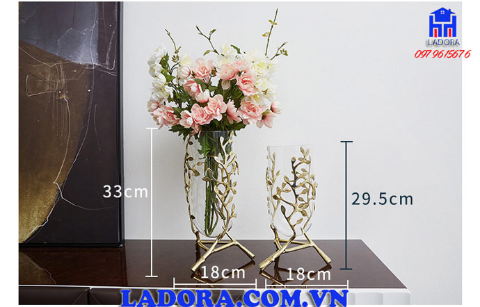 kích thước bộ lọ hoa cao cấp tại ladora shop