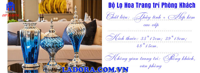 kích thước bộ lọ hoa thủy trang trí phòng khách tại ladora