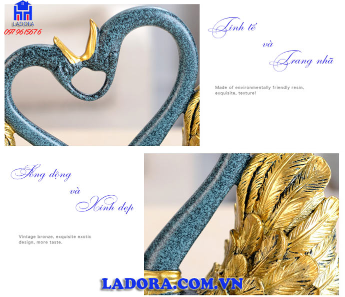 tượng chim thiên nga được phủ màu vàng làm điểm nhấn ấn tượng