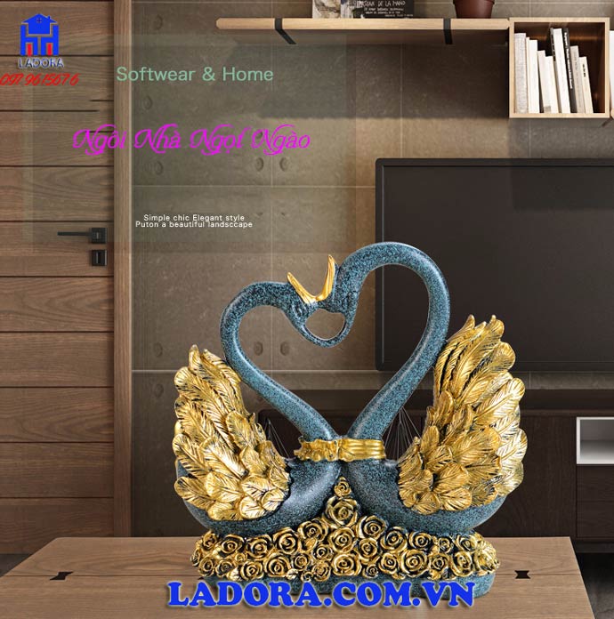 tượng decor đôi chim thiên nga thường được trang trí trong phòng khách