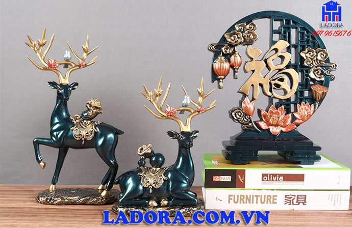 tượng hươu làm từ chất liệu coposite cao cấp tại ladora
