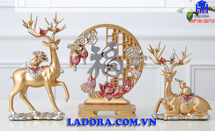quà tặng tân gia, quà mừng cưới ý nghĩa với tượng hươu chữ phúc
