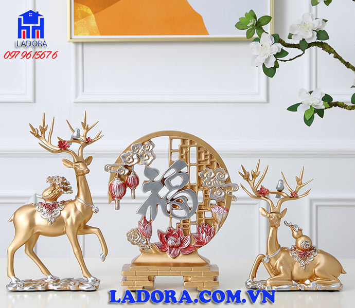 tượng đôi hươu decor nhà đẹp