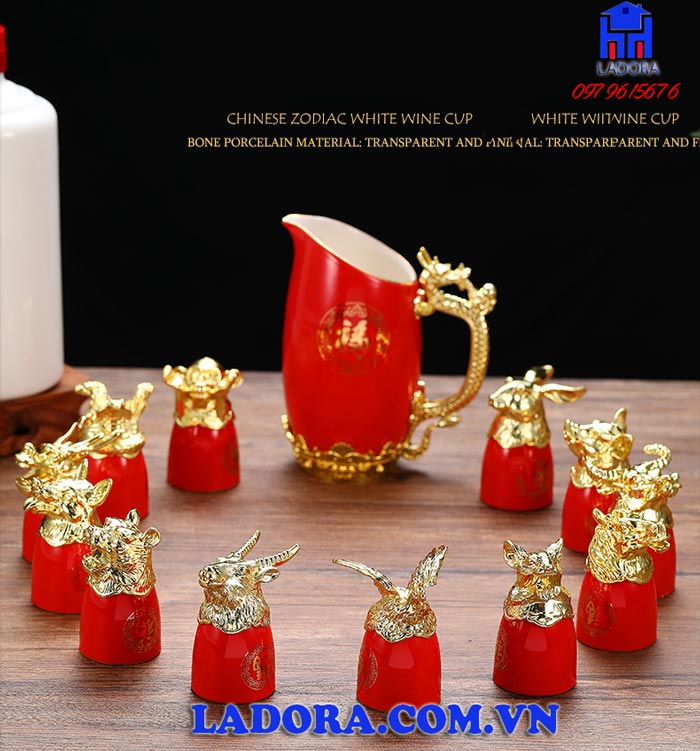 bộ ly rượu 12 con giáp thú vị tại ladora