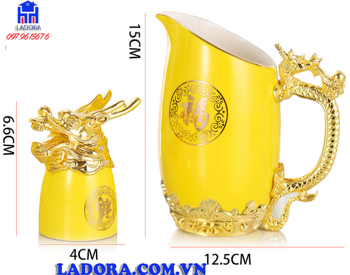 kích thước bộ ly rượu 12 con giáp tại ladora
