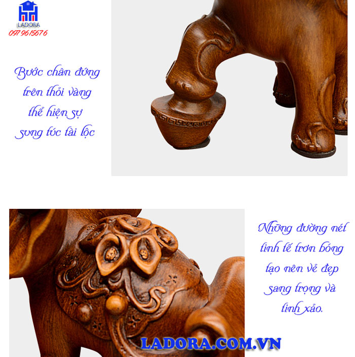 giá để rượu con voi với chân đứng trên thỏi vàng