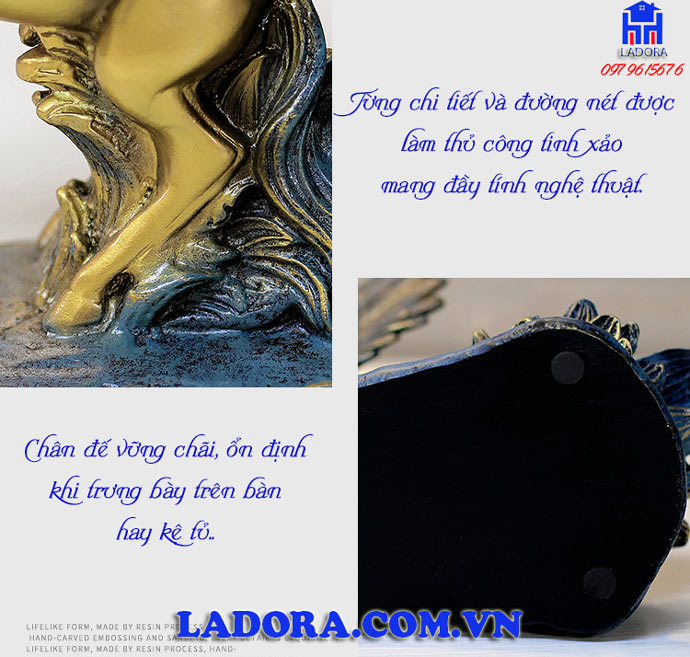 đường nét tinh xảo trên kệ đựng rượu ngựa có cánh