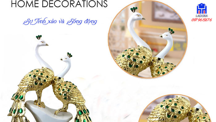 sự tinh xảo và sống động trên decor tượng chim công