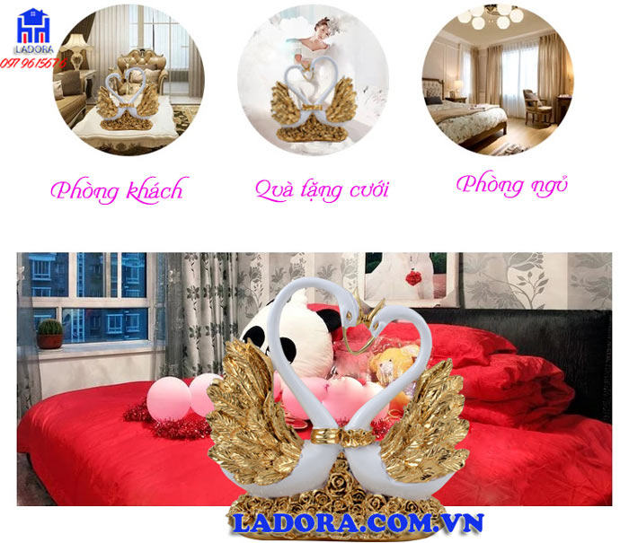 tượng thiên nga trang trí phòng khách phòng ngủ