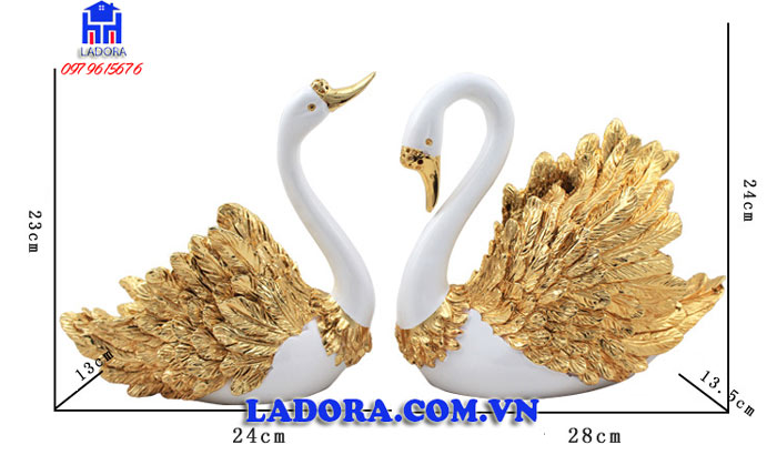 kích thước và chất liệu tượng đôi chim thiên nga