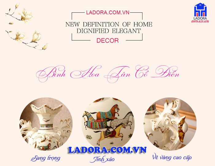 đường nét vẽ vàng tinh xảo trên chiếc bình hoa trang trí