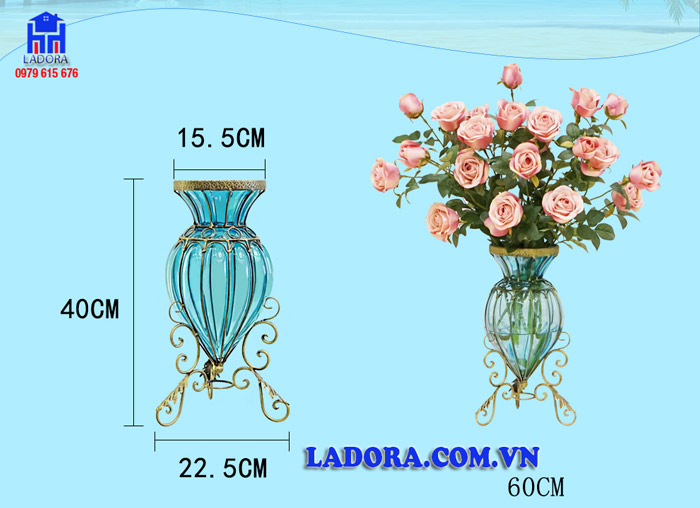 kích thước bình thủy tinh cắm hoa tại ladora