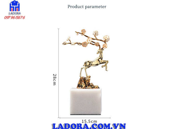 kích thước tượng decor trang trí hươu vàng tại ladora