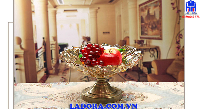đĩa trái cây thủy tinh trang trí bàn ăn bàn phòng khách đẹp