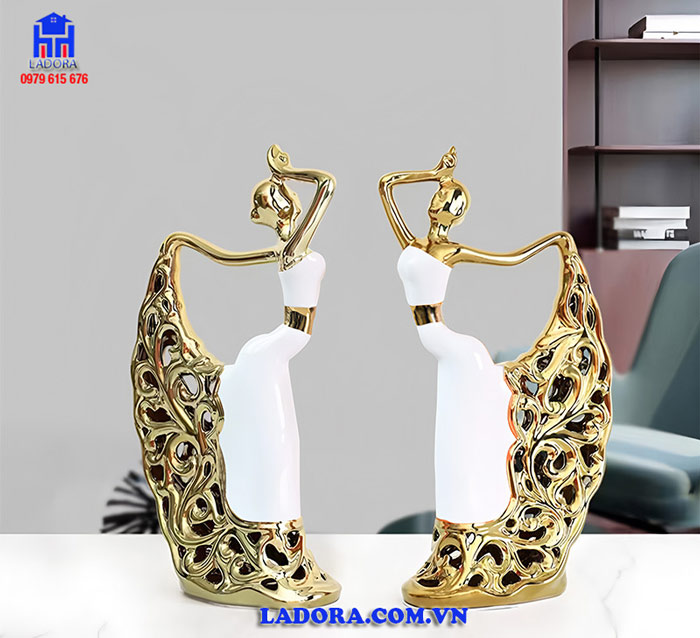 tượng decor trang trí đôi cô gái đẹp và độc đáo