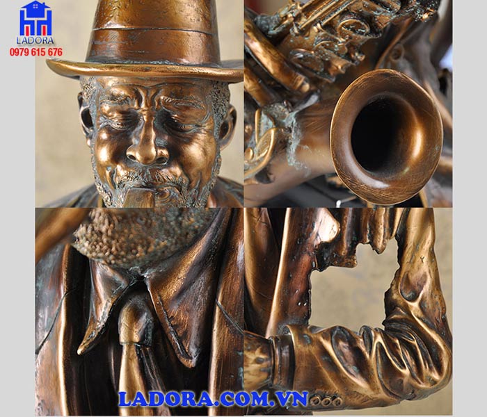 tượng trang trí người thổi kèn được làm từ chất liệu đá đúc cao cấp