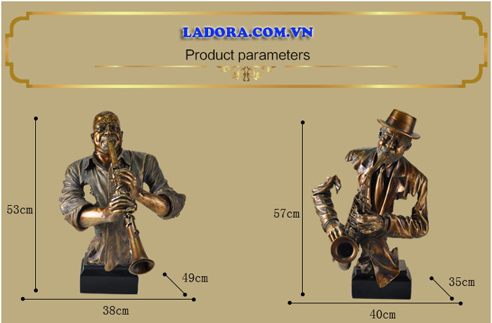 kích thước tượng âm nhạc tại ladora