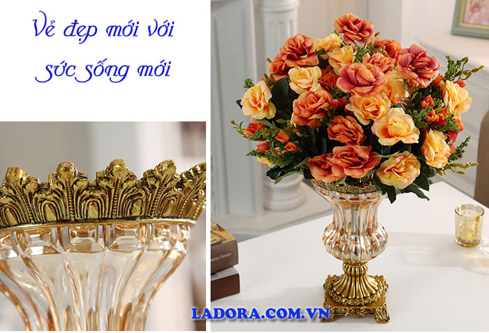 miệng bình và chân bình hoa thủy tinh thiết kế theo phong cách tân cổ điển