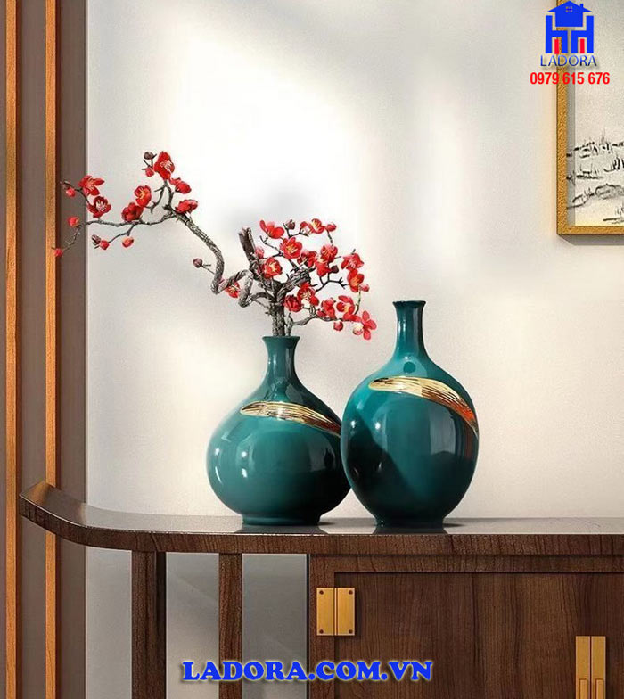 Cặp bình gốm trang trí đẹp và thanh lịch tại Ladora Shop
