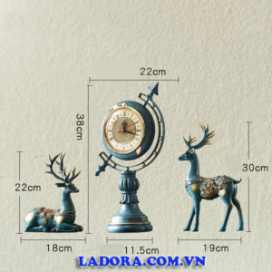 đồng hồ decor trang trí và cặp hươu may mắn