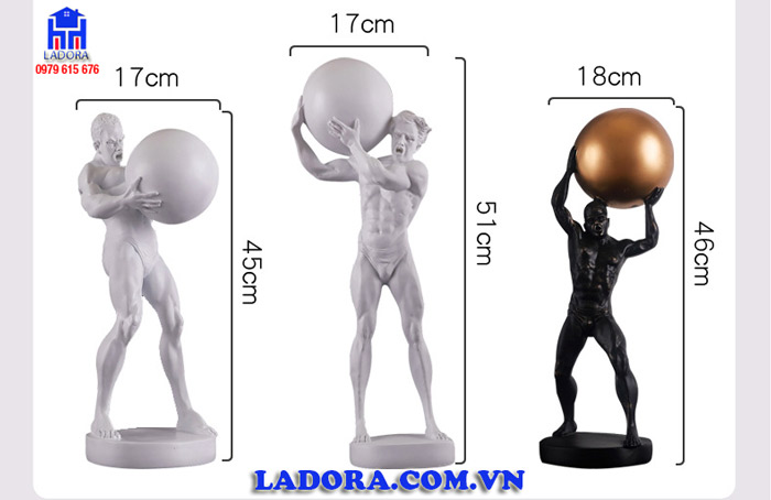 kích thước tượng trang trí lực sỹ tại Ladora