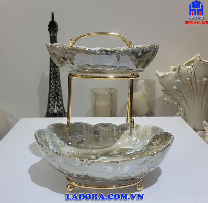 khay đựng 2 tầng vân đá
