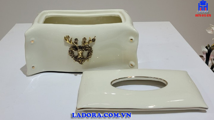 Hộp đựng giấy ăn gốm sứ cao cấp